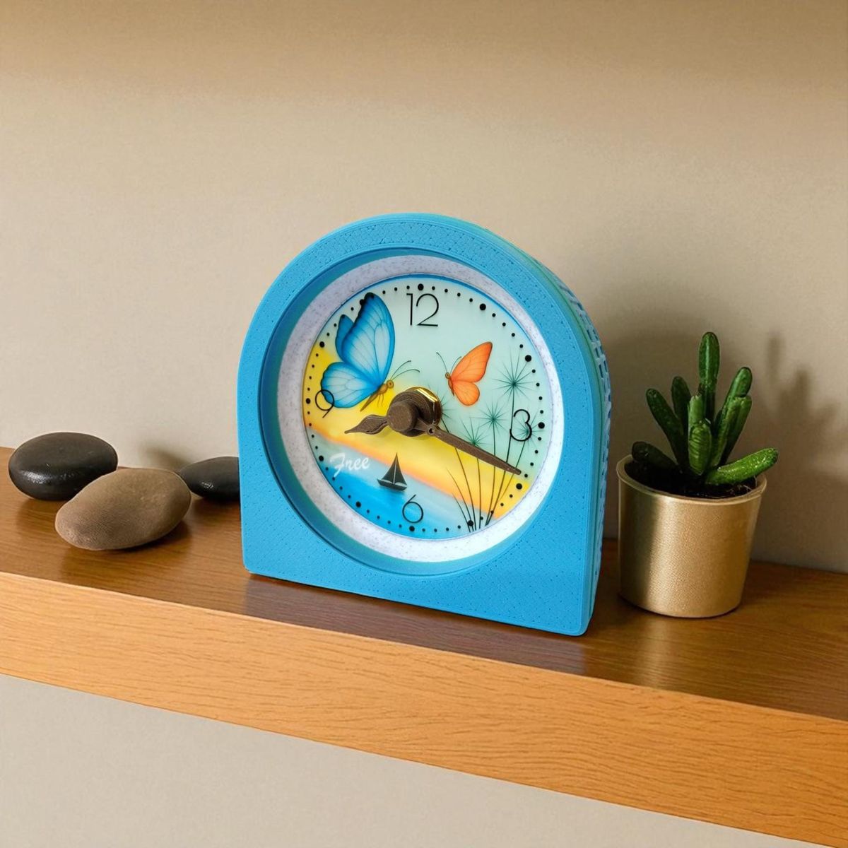 Blue Butterfly Coastal Clock — view 2