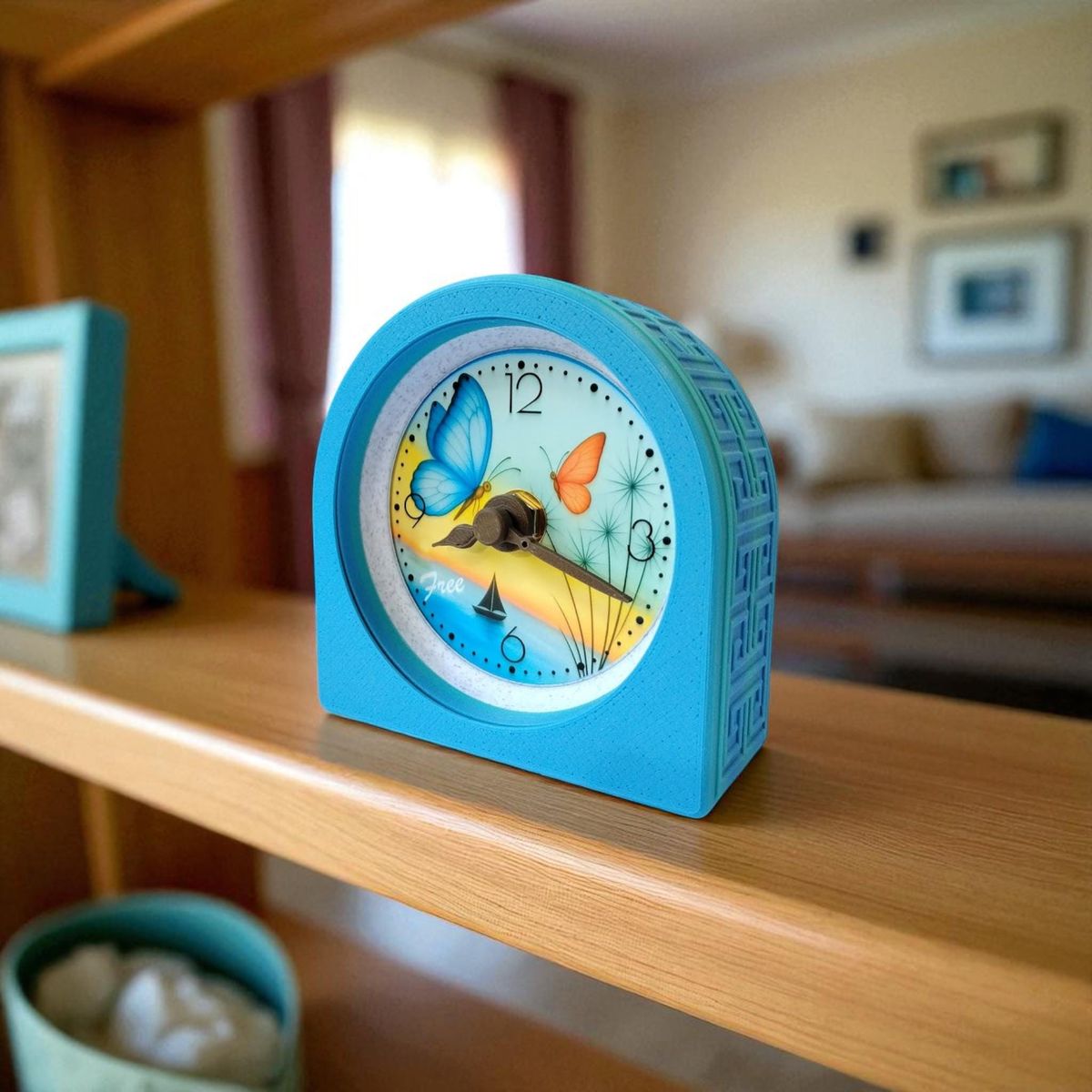 Blue Butterfly Coastal Clock — view 3