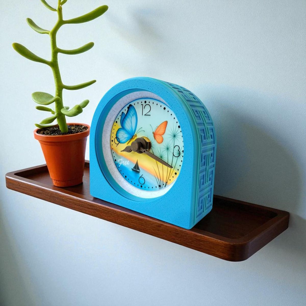Blue Butterfly Coastal Clock — view 4