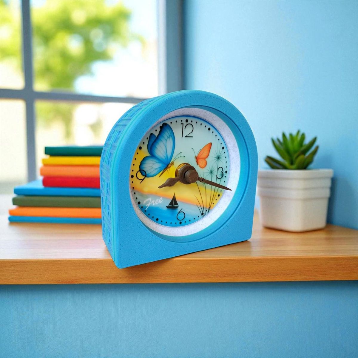 Blue Butterfly Coastal Clock — view 6