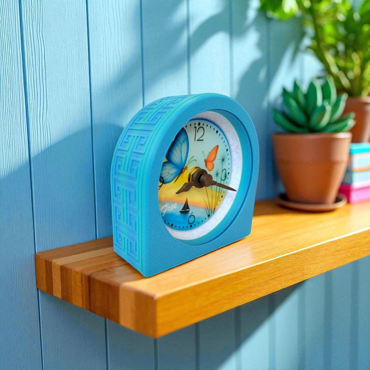 Blue Butterfly Coastal Clock — view 7