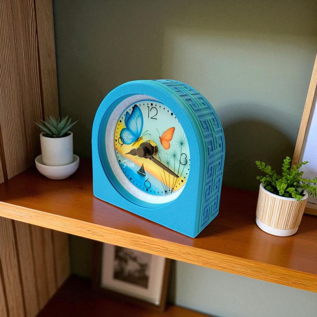 Blue Butterfly Coastal Clock — view 8