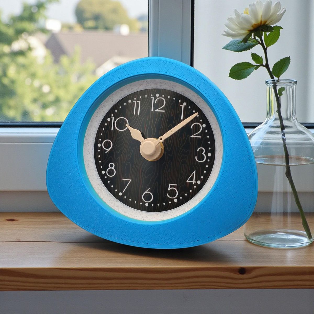 Blue Dark Wood Triangle Clock — view 4
