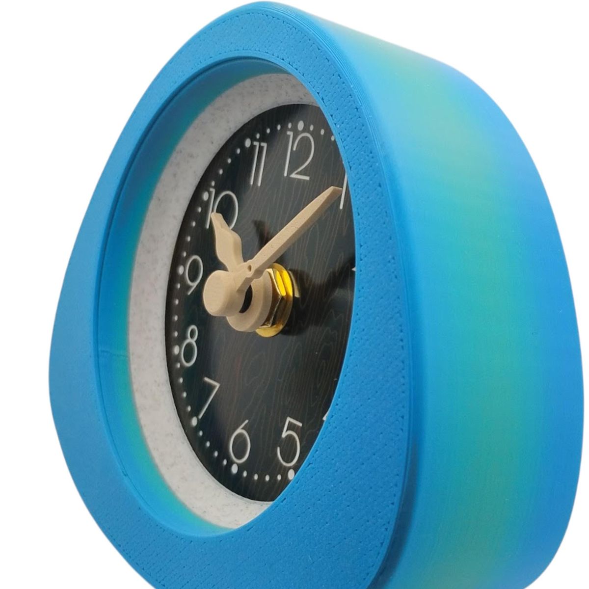 Blue Dark Wood Triangle Clock — view 6