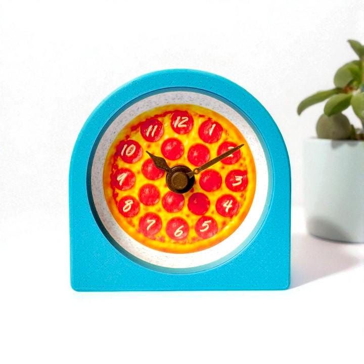Blue Pepperoni Pizza Clock