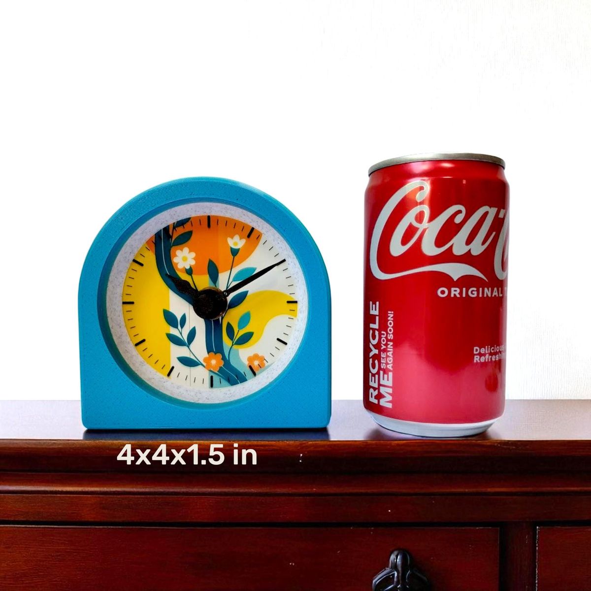 Blue Retro Floral Clock — view 9