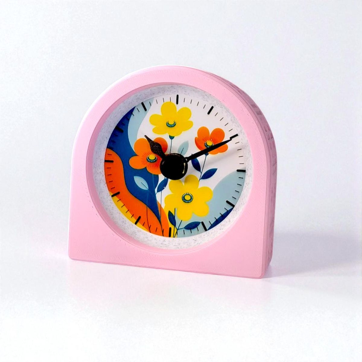 Blush Pink Retro Floral Clock — view 5