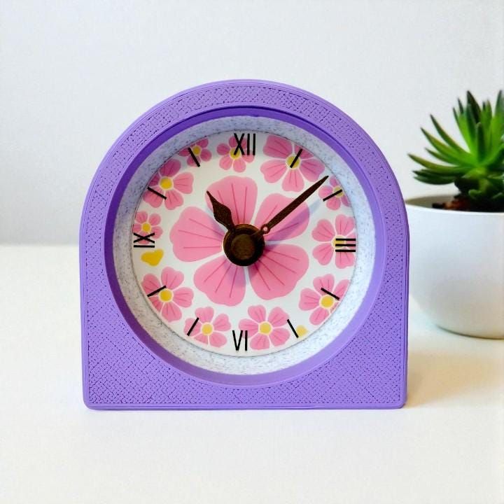 Lavender Pink Floral Clock