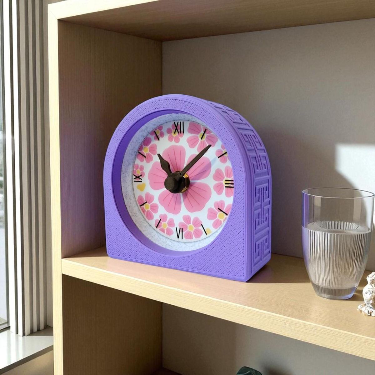 Lavender Pink Floral Clock — view 4