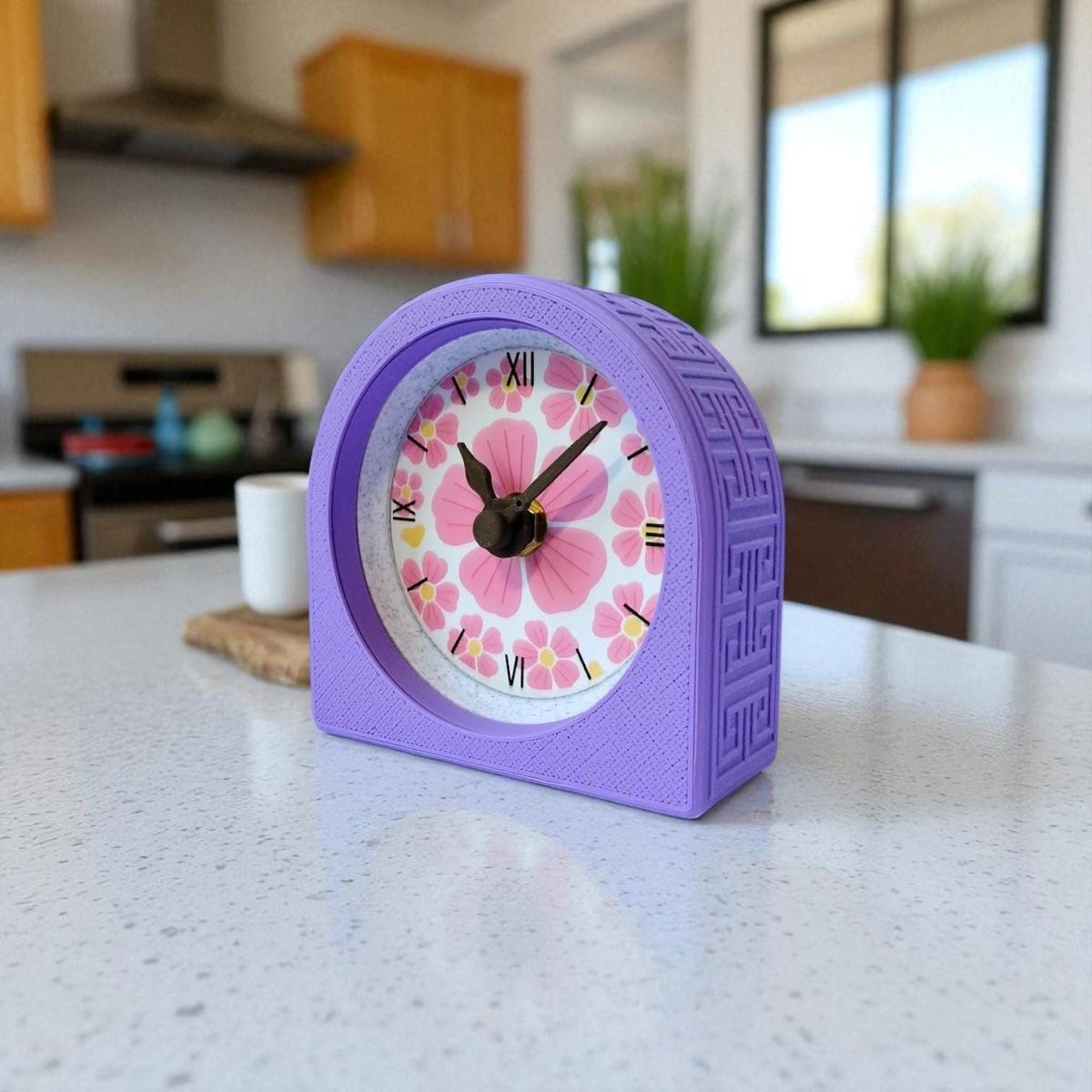 Lavender Pink Floral Clock — view 5
