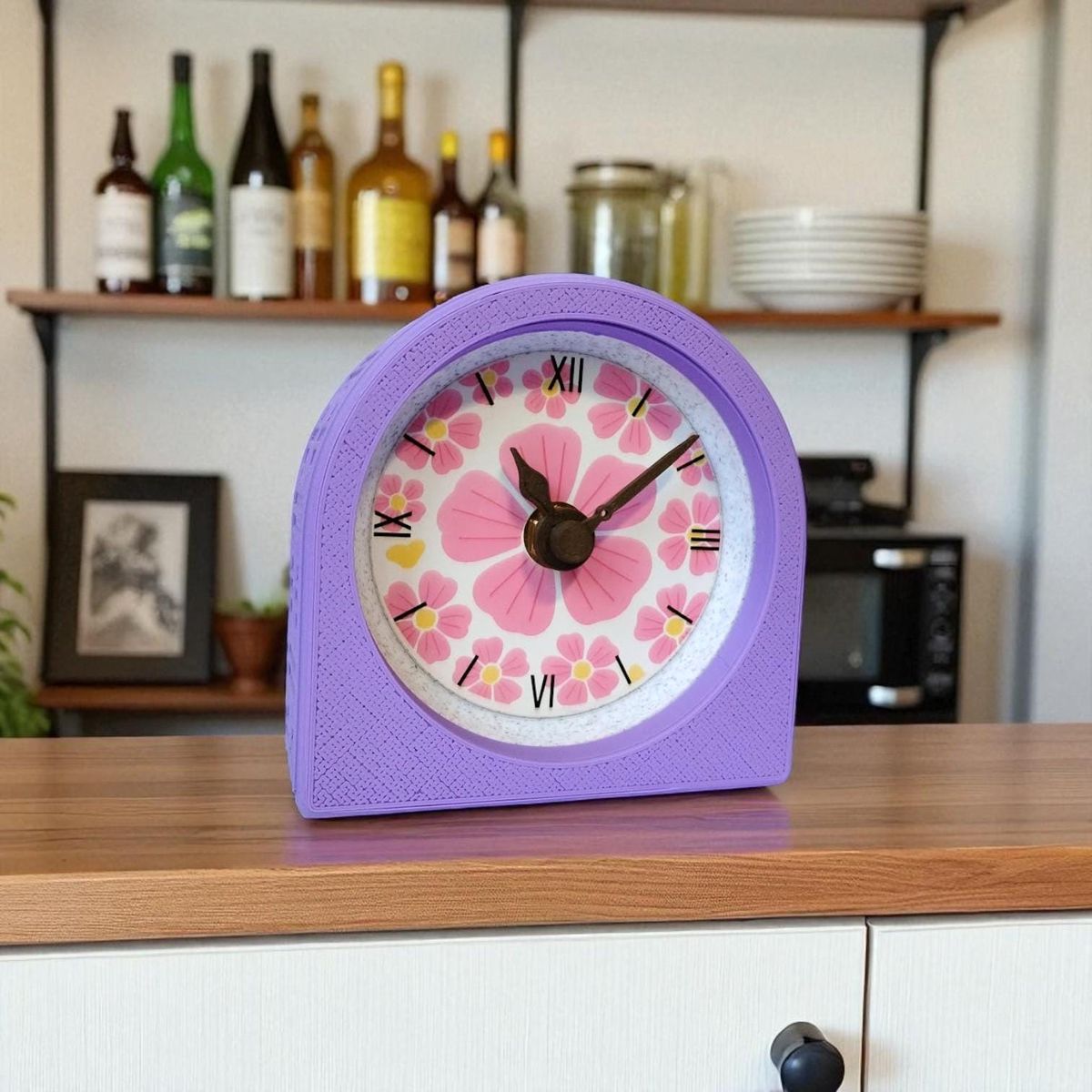 Lavender Pink Floral Clock — view 6