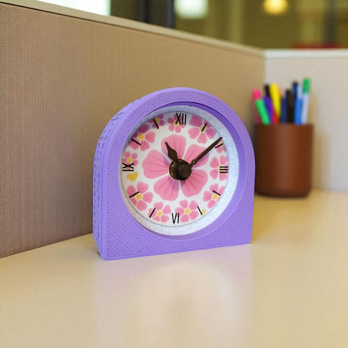 Lavender Pink Floral Clock — view 7