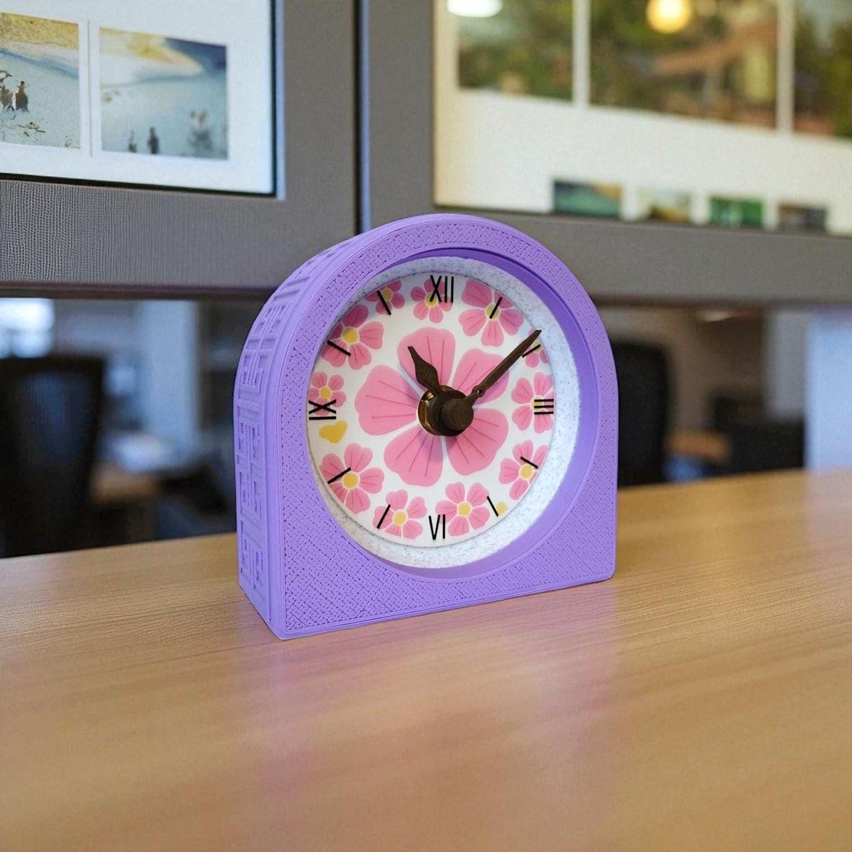 Lavender Pink Floral Clock — view 8