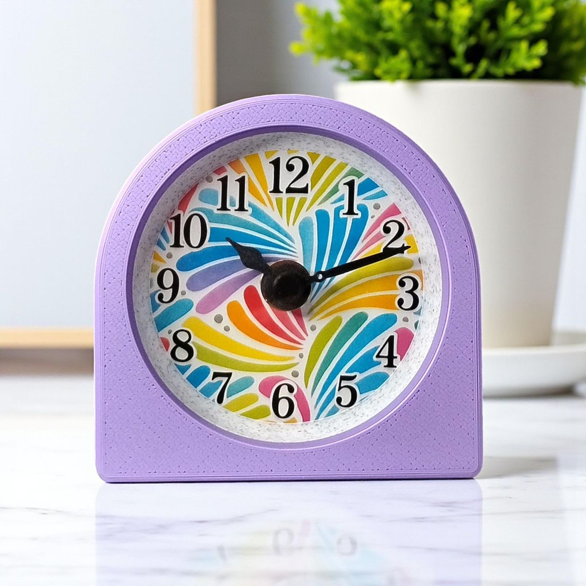 Lavender Spoonflower Swirl Clock