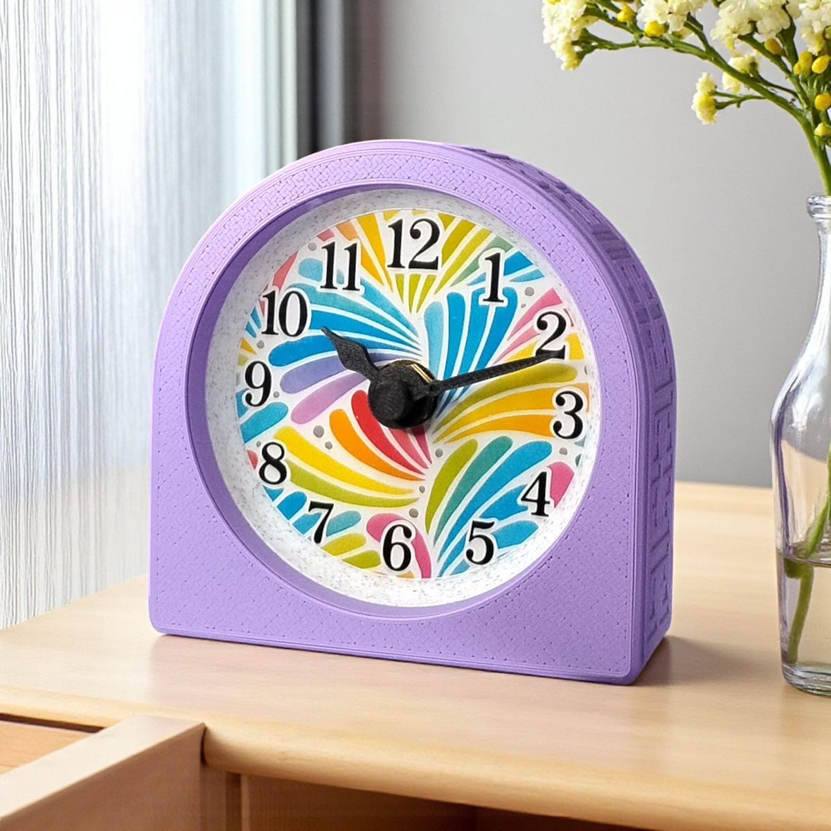 Lavender Spoonflower Swirl Clock — view 2