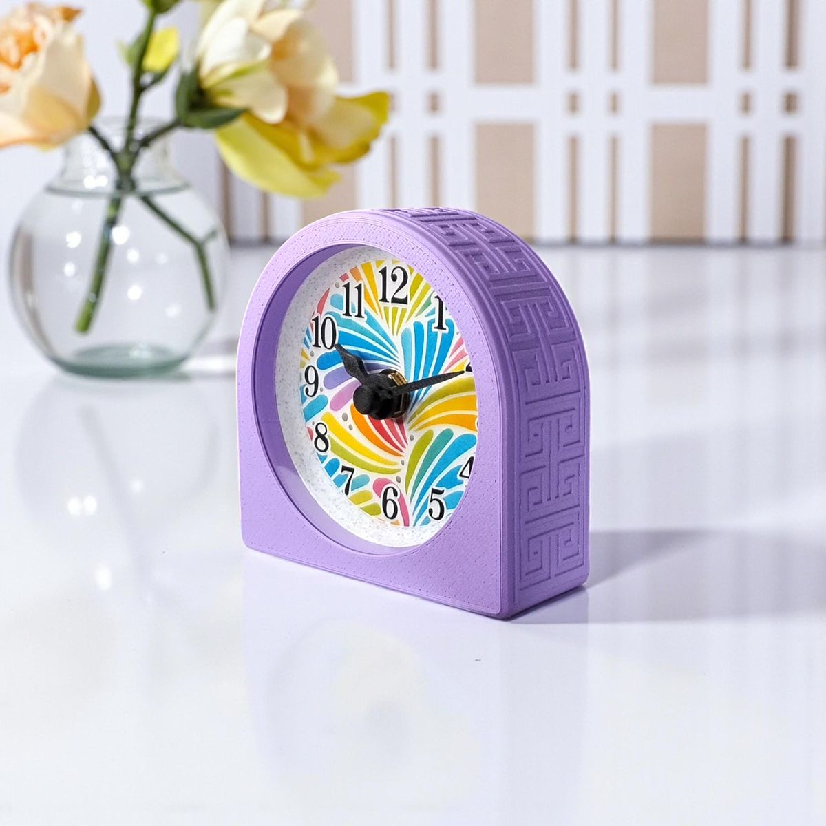 Lavender Spoonflower Swirl Clock — view 3