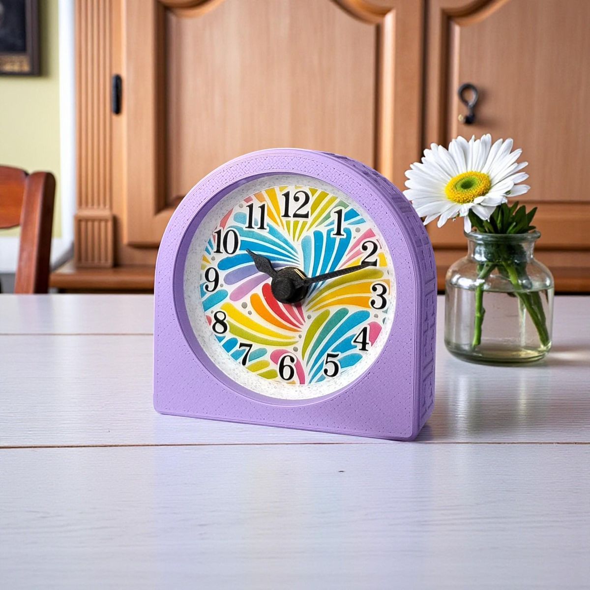 Lavender Spoonflower Swirl Clock — view 6