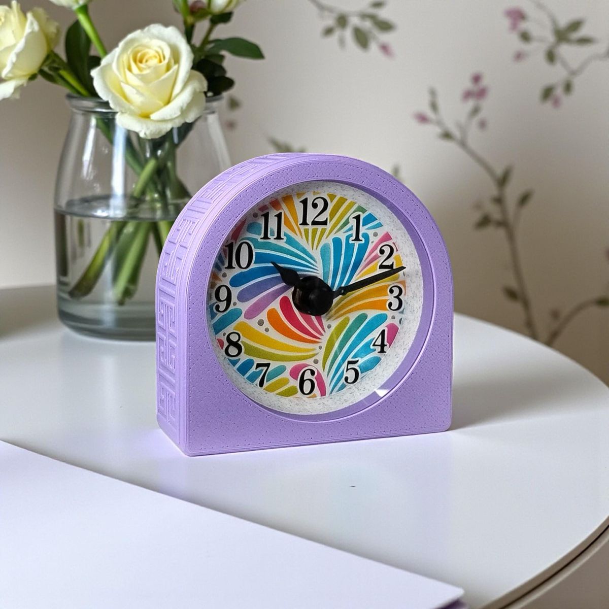 Lavender Spoonflower Swirl Clock — view 7