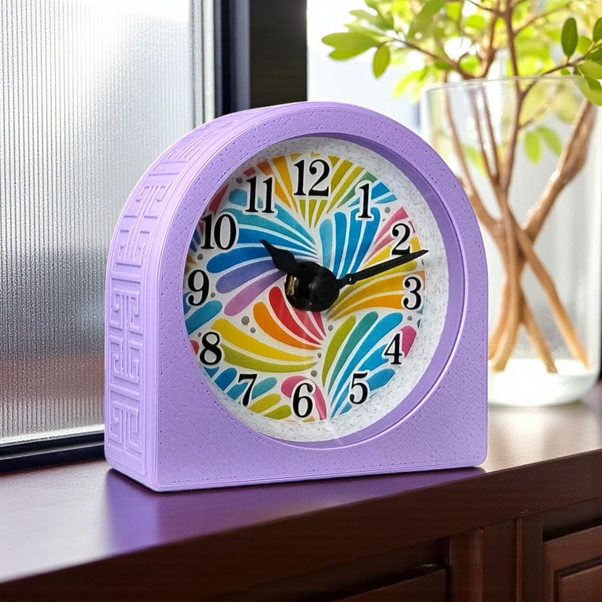 Lavender Spoonflower Swirl Clock — view 8