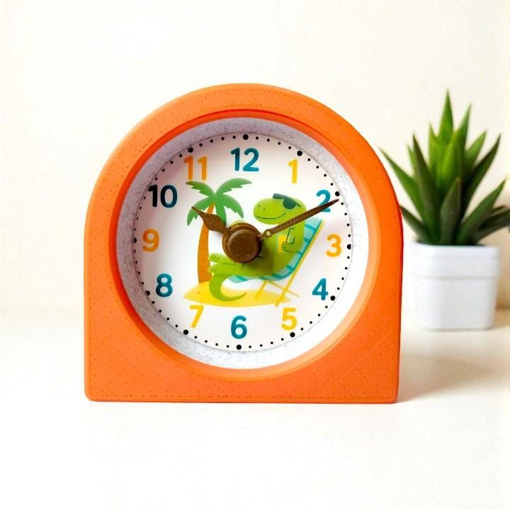 Orange Dinosaur Beach Clock