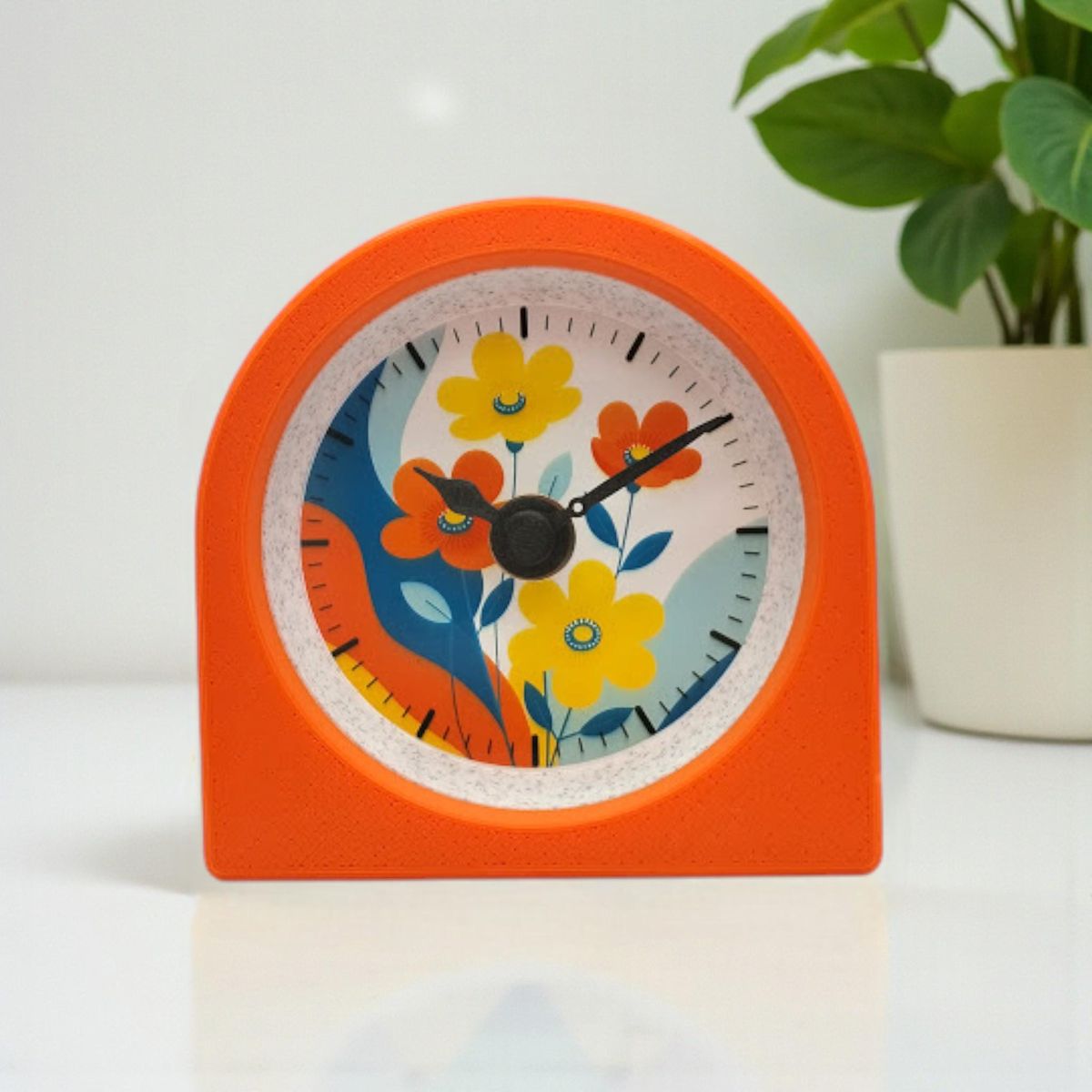 Orange Retro Flower Clock