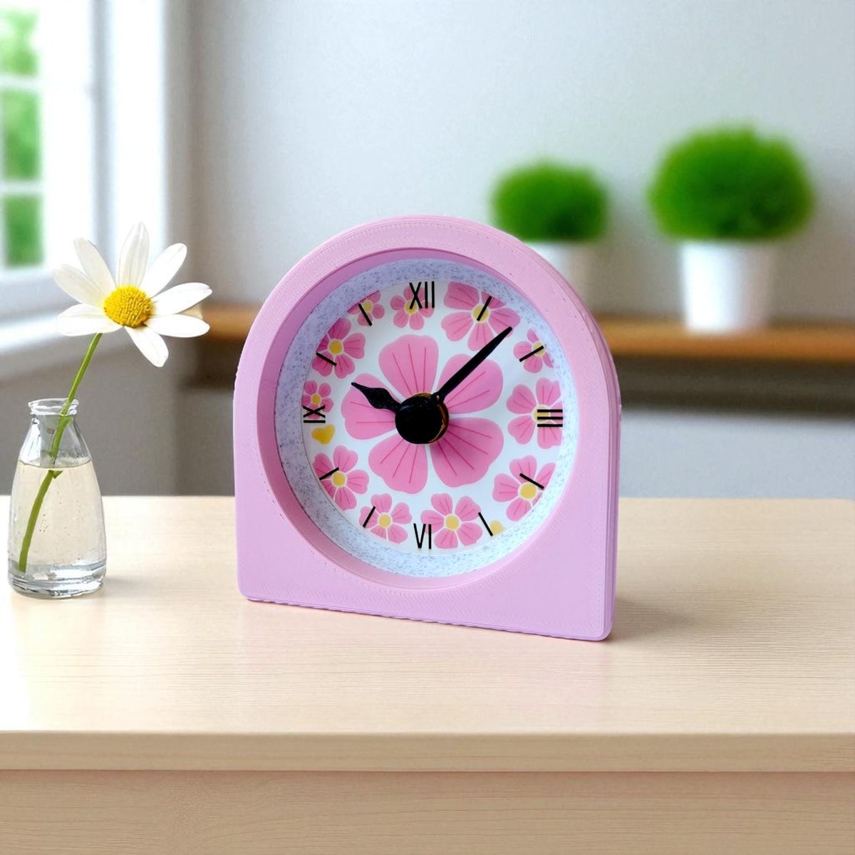 Pink Floral Clock — view 3