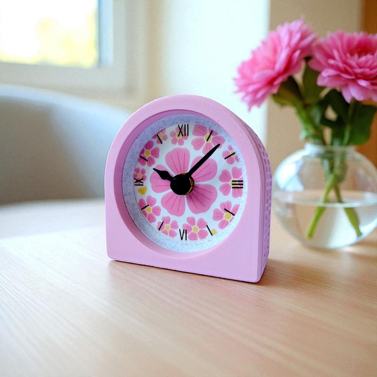 Pink Floral Clock — view 4