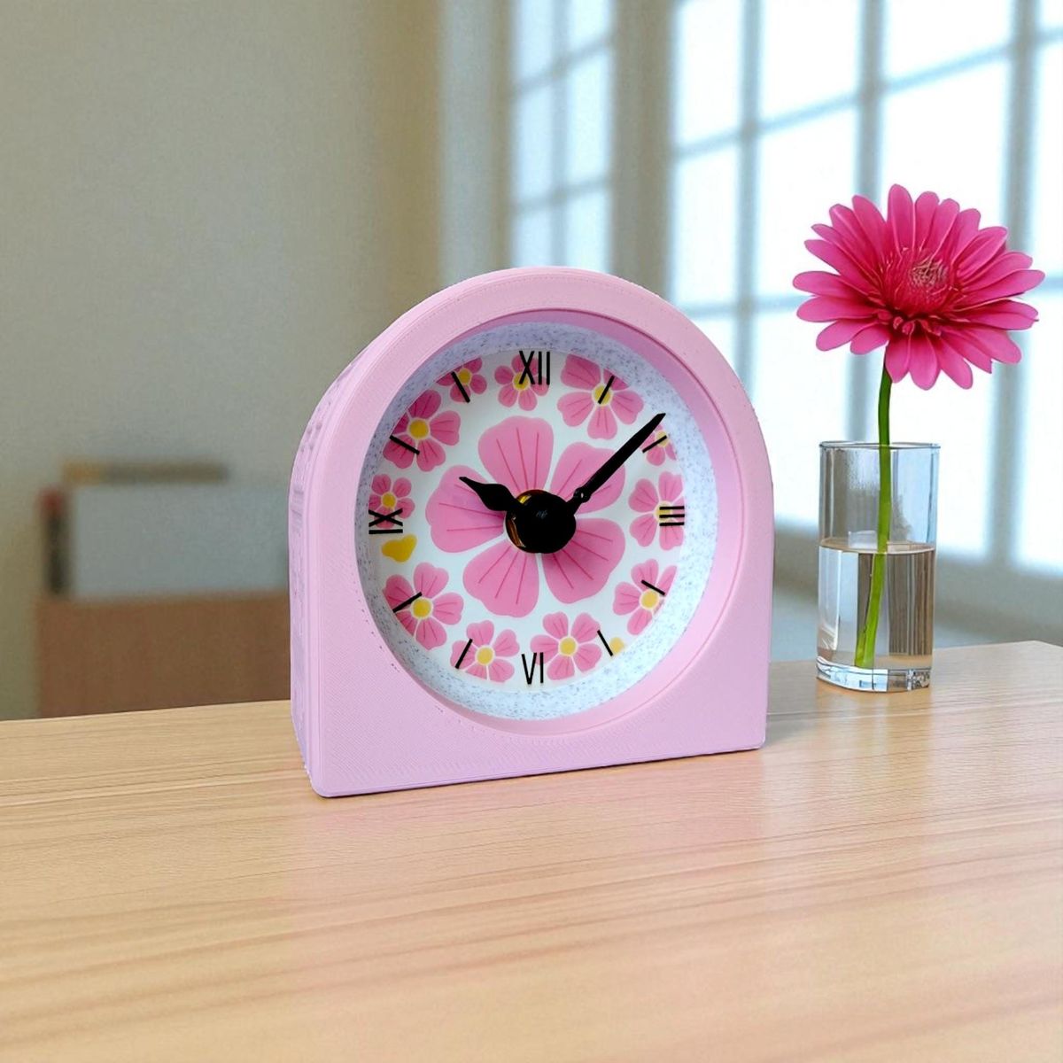 Pink Floral Clock — view 5