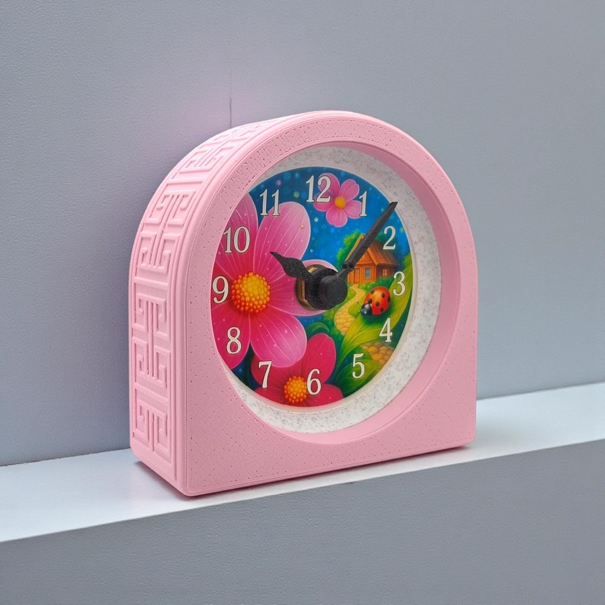 Pink Ladybug Floral Clock — view 5