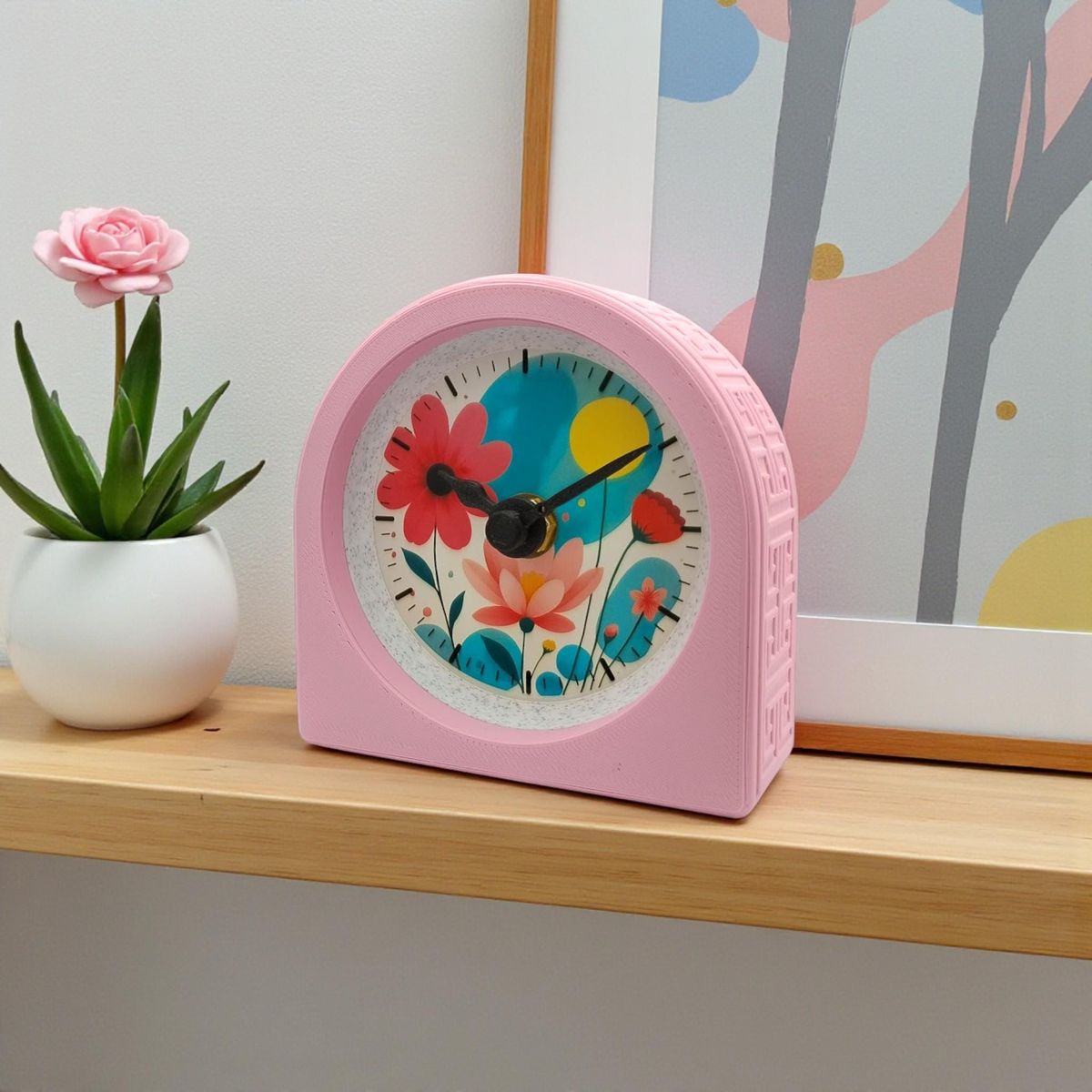 Pink Lotus Flower Clock — view 3