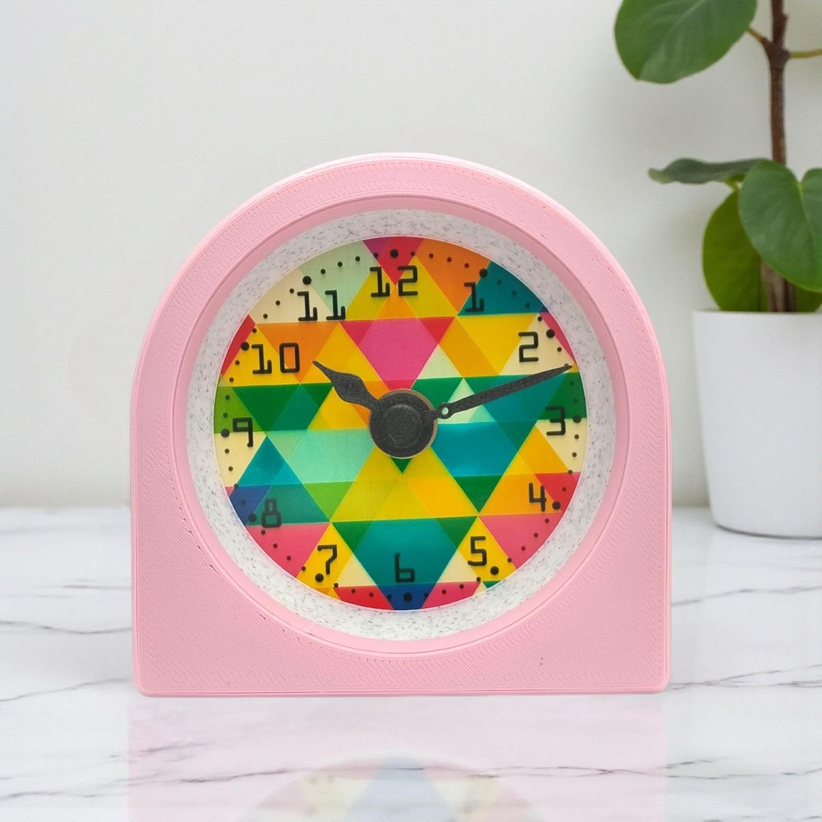 Pink Rainbow Geometric Clock