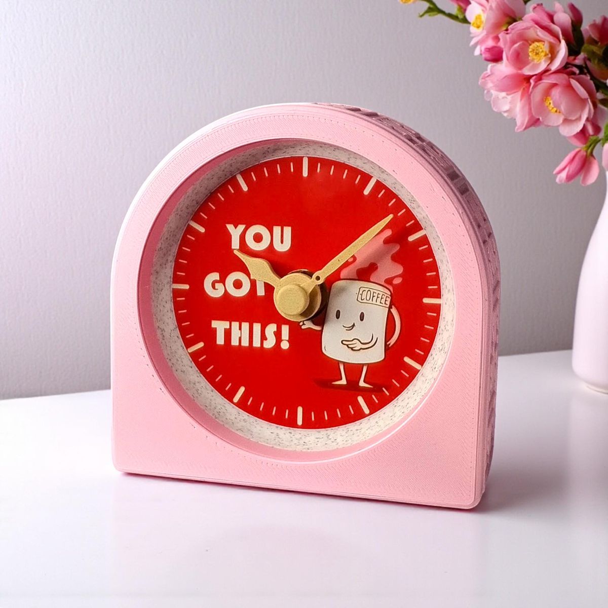 Pink You Got This Coffee Clock — view 2