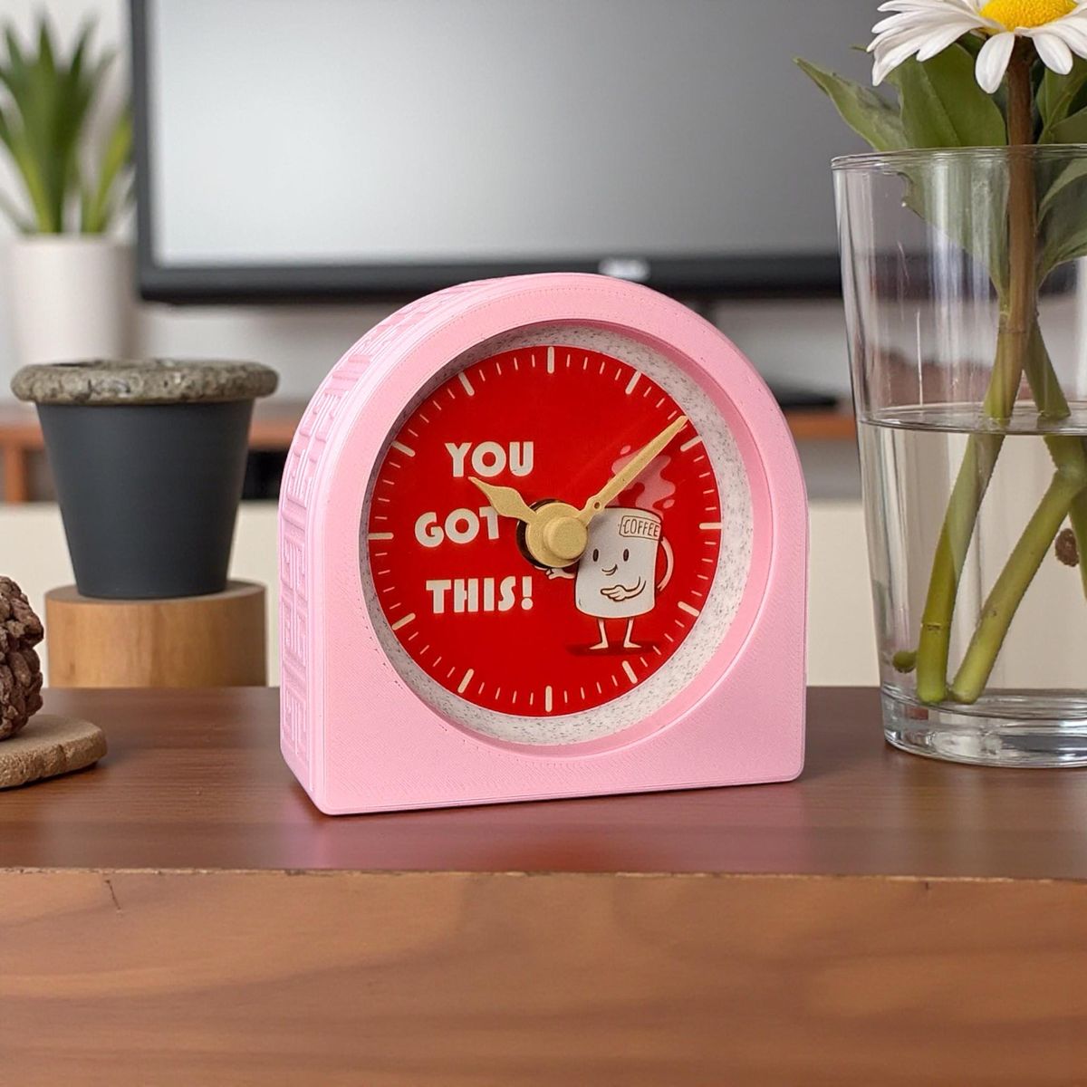 Pink You Got This Coffee Clock — view 3