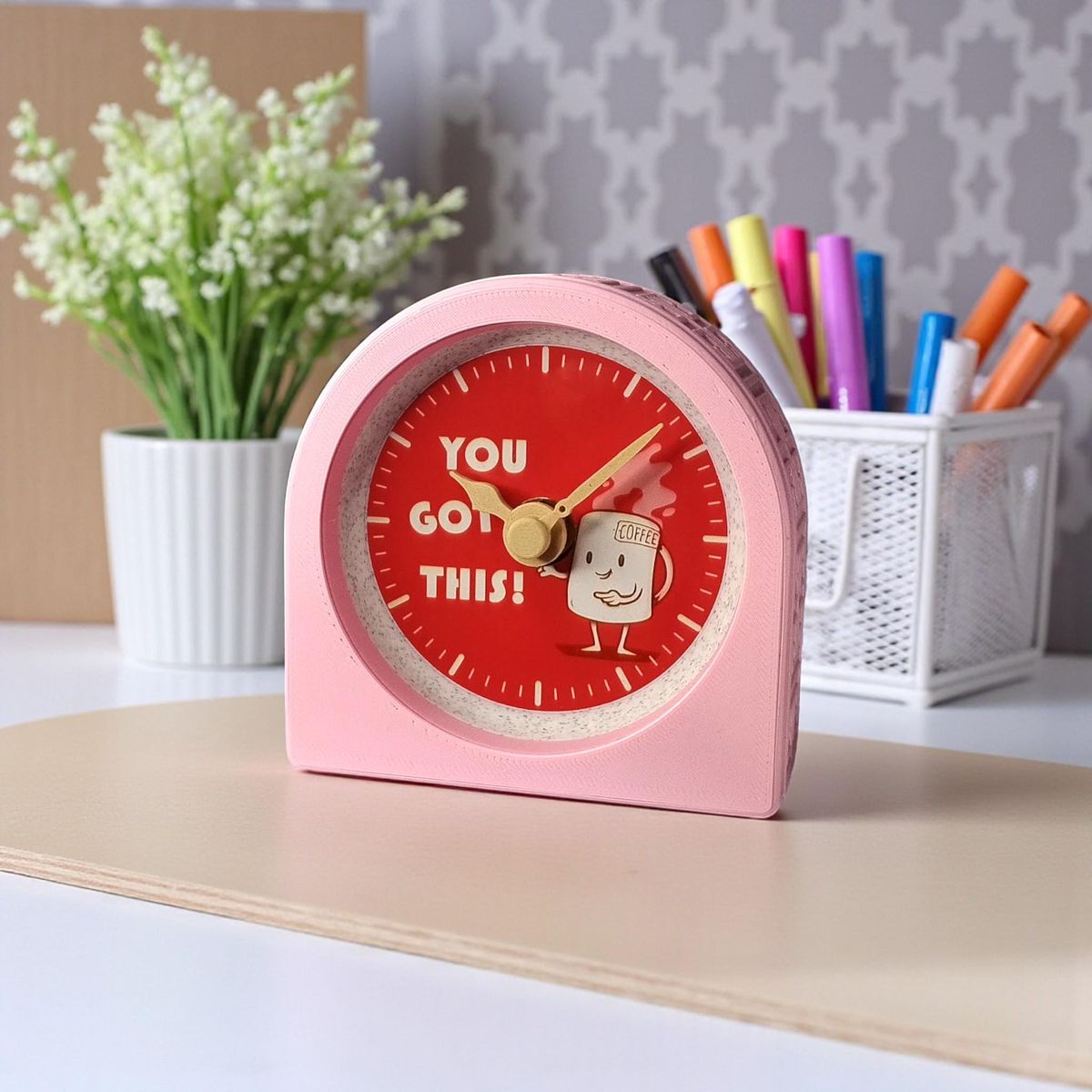 Pink You Got This Coffee Clock — view 6