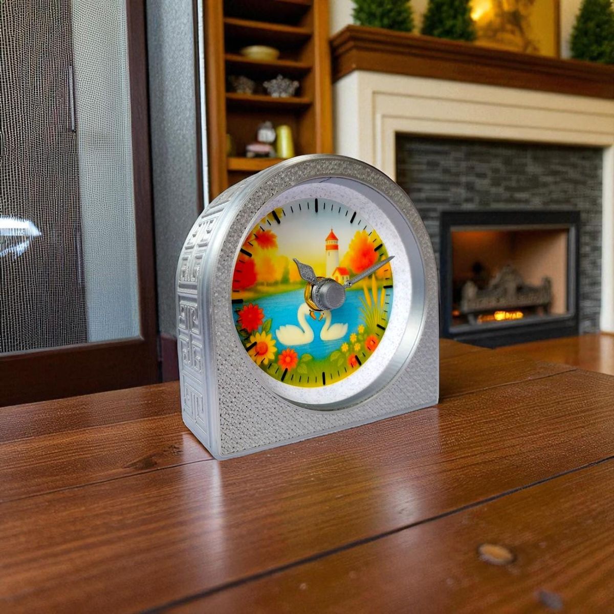 Silver Autumn Swan Clock — view 8