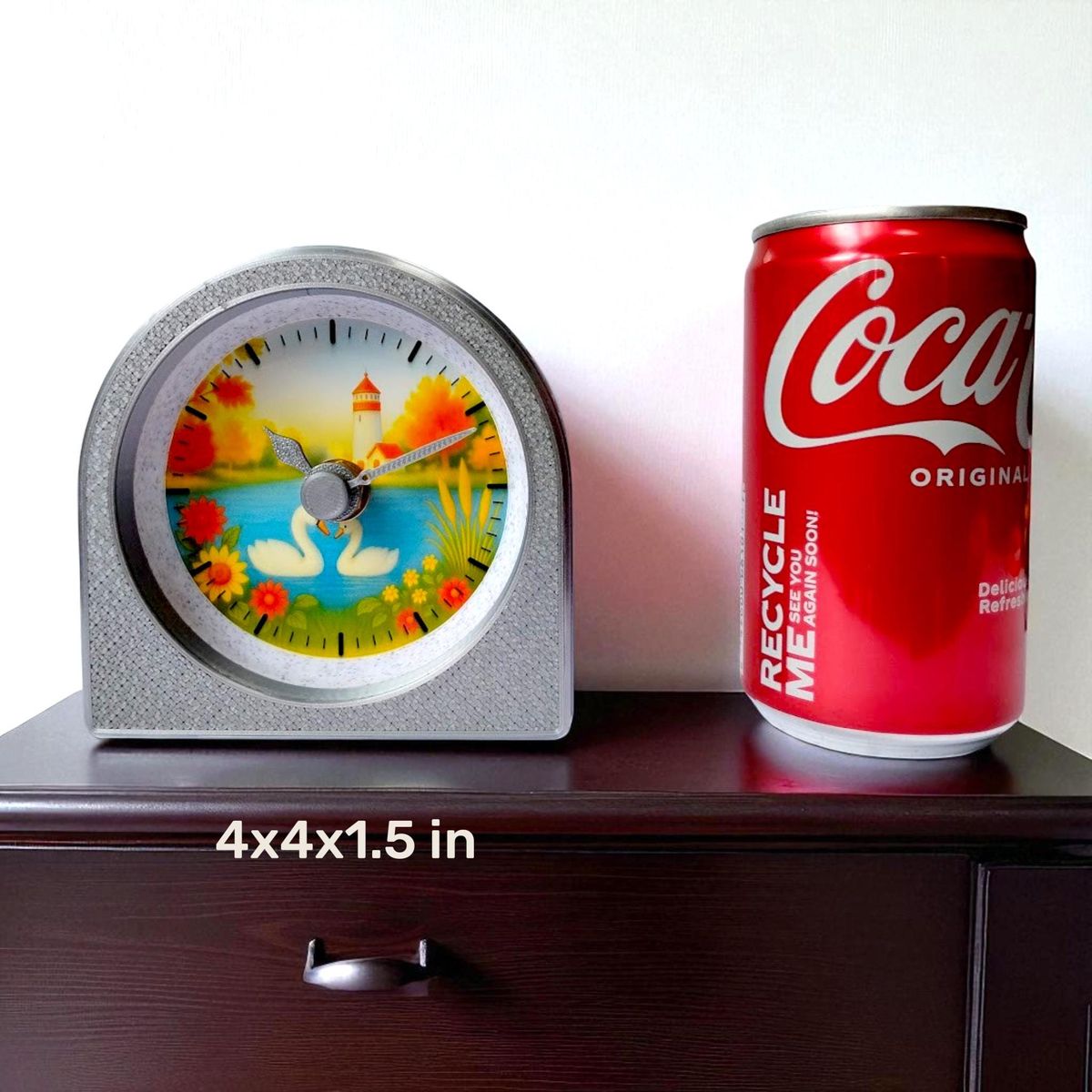 Silver Autumn Swan Clock — view 9
