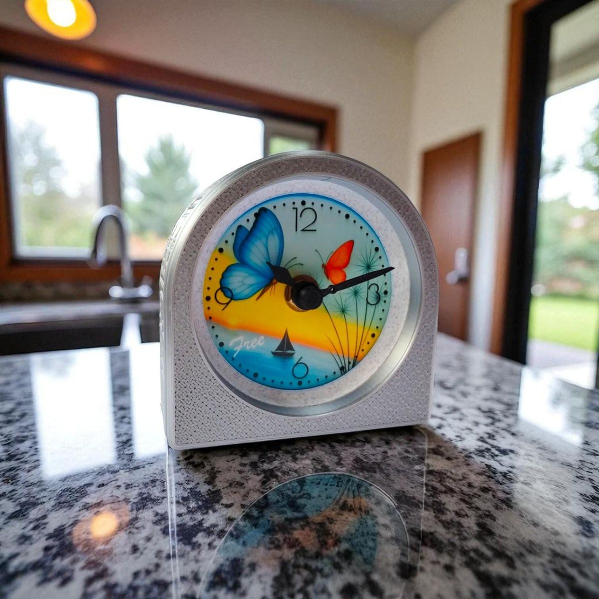 Silver Butterfly Coastal Clock — view 5