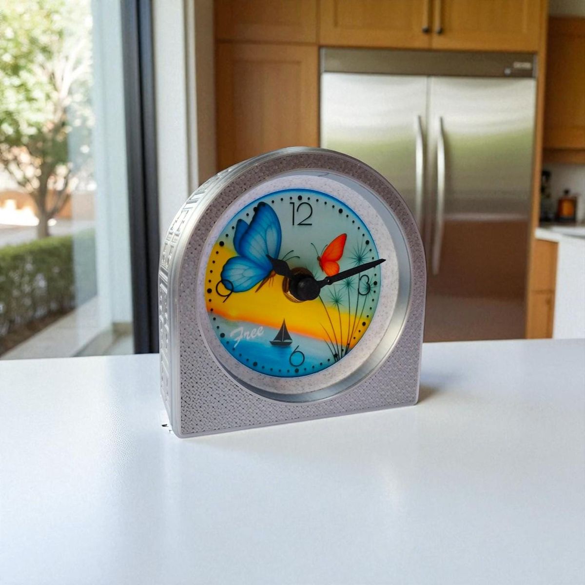 Silver Butterfly Coastal Clock — view 6