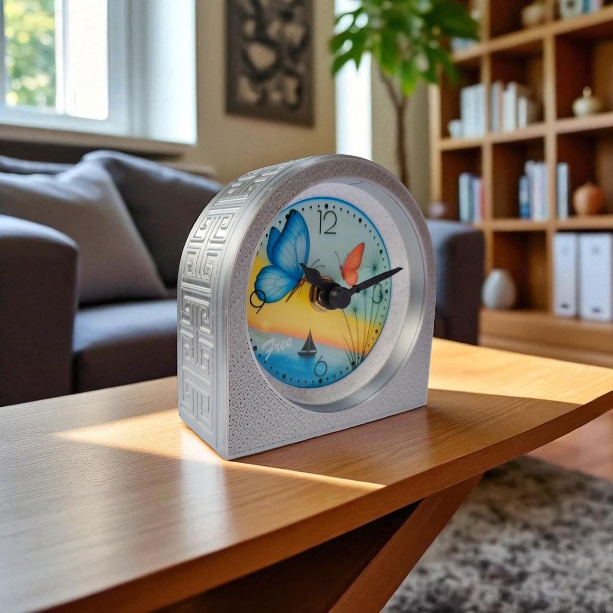 Silver Butterfly Coastal Clock — view 8