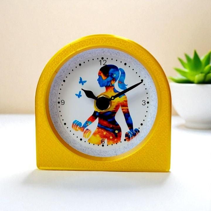 Yellow Fitness Motivation Clock