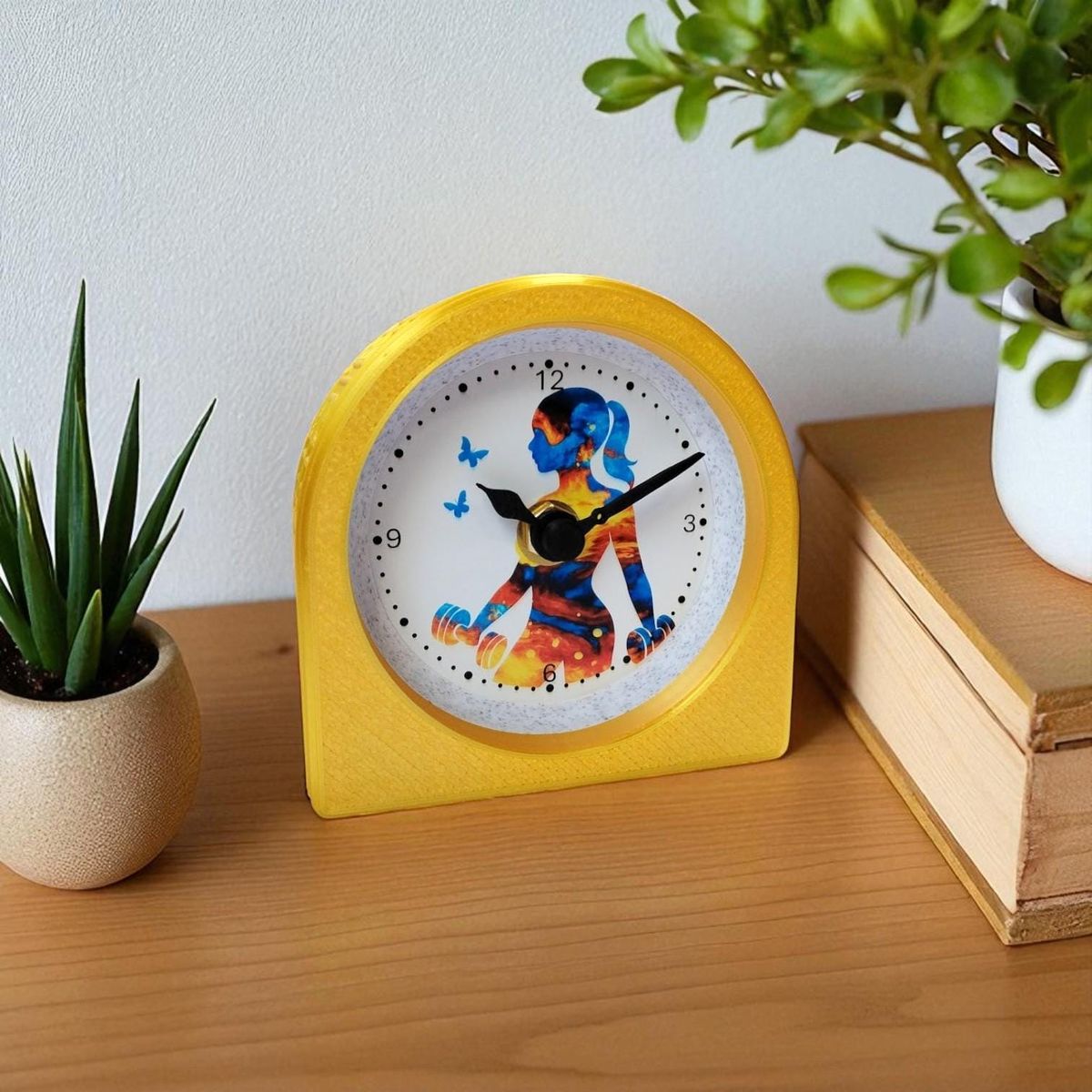 Yellow Fitness Motivation Clock — view 2