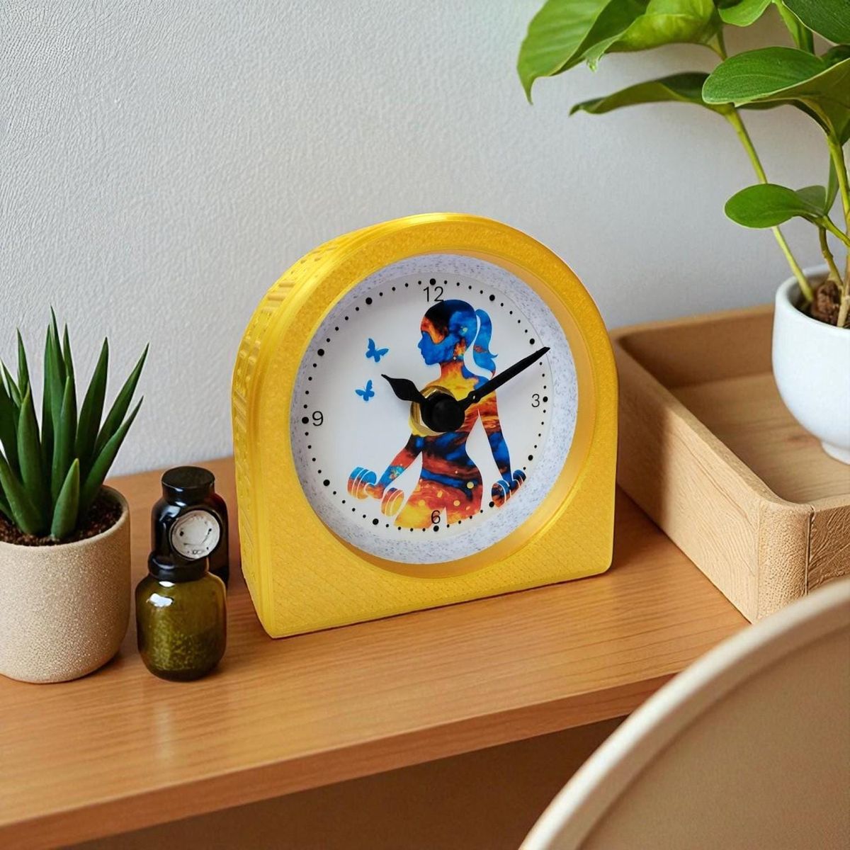 Yellow Fitness Motivation Clock — view 3