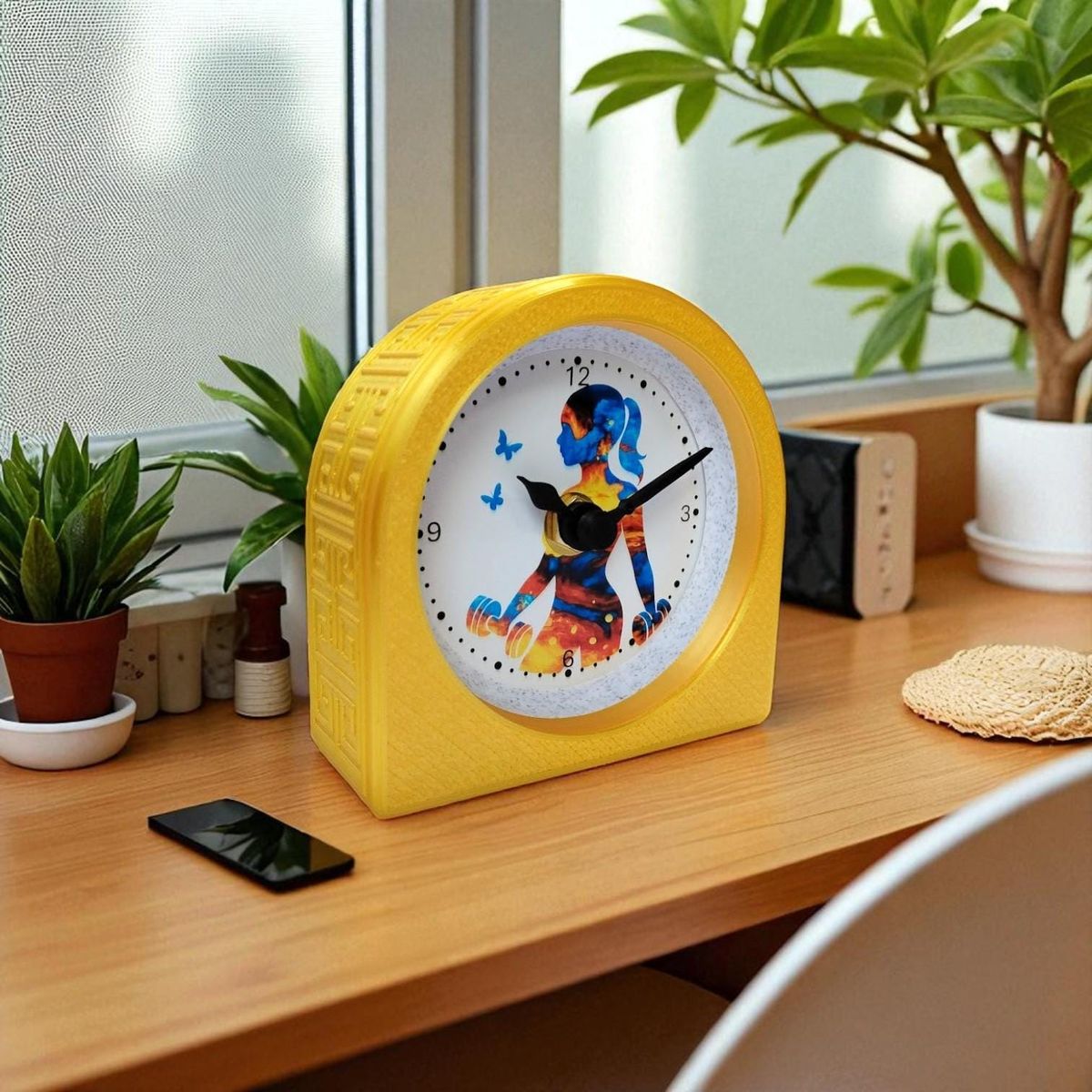 Yellow Fitness Motivation Clock — view 5