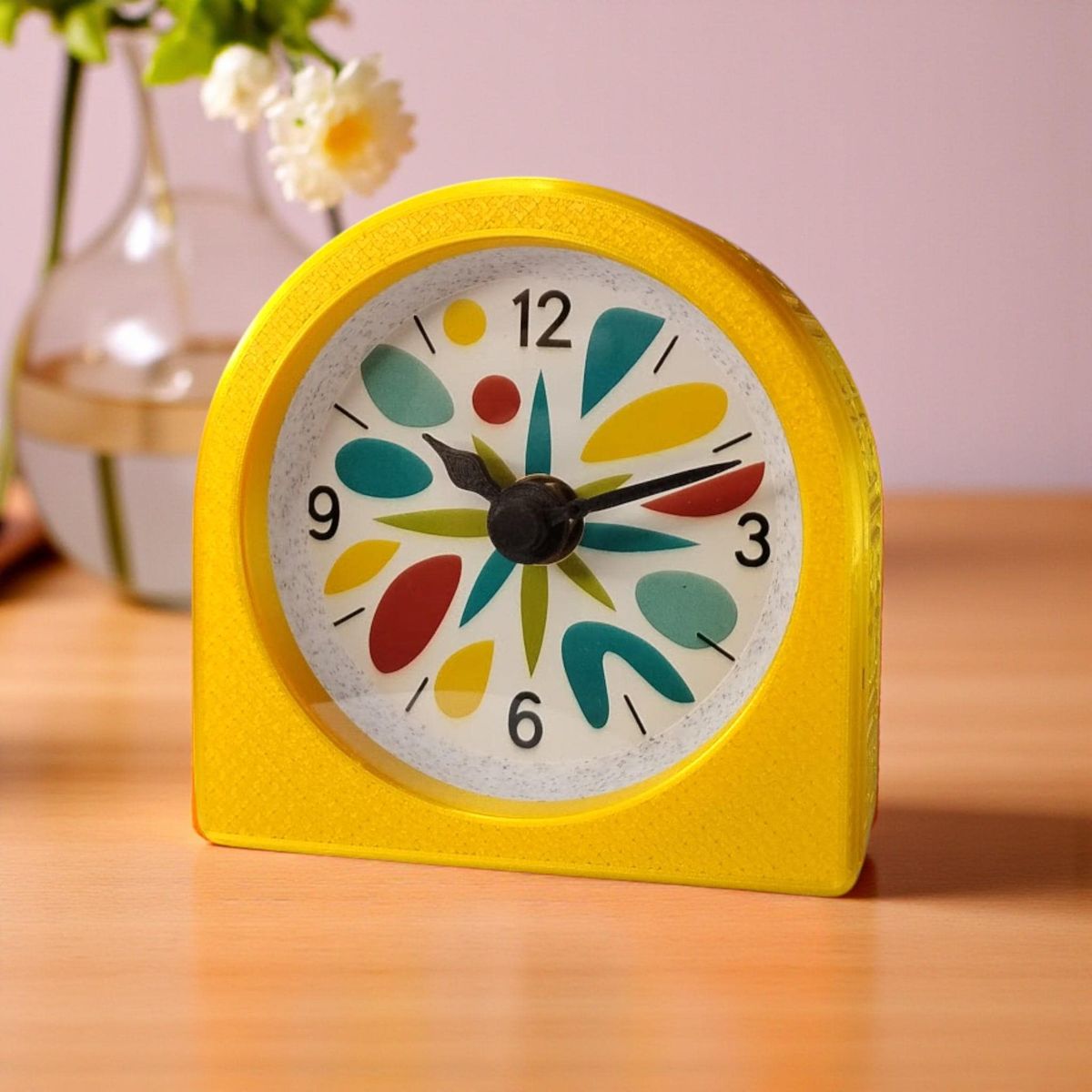 Yellow Mid-Century Modern Clock — view 2