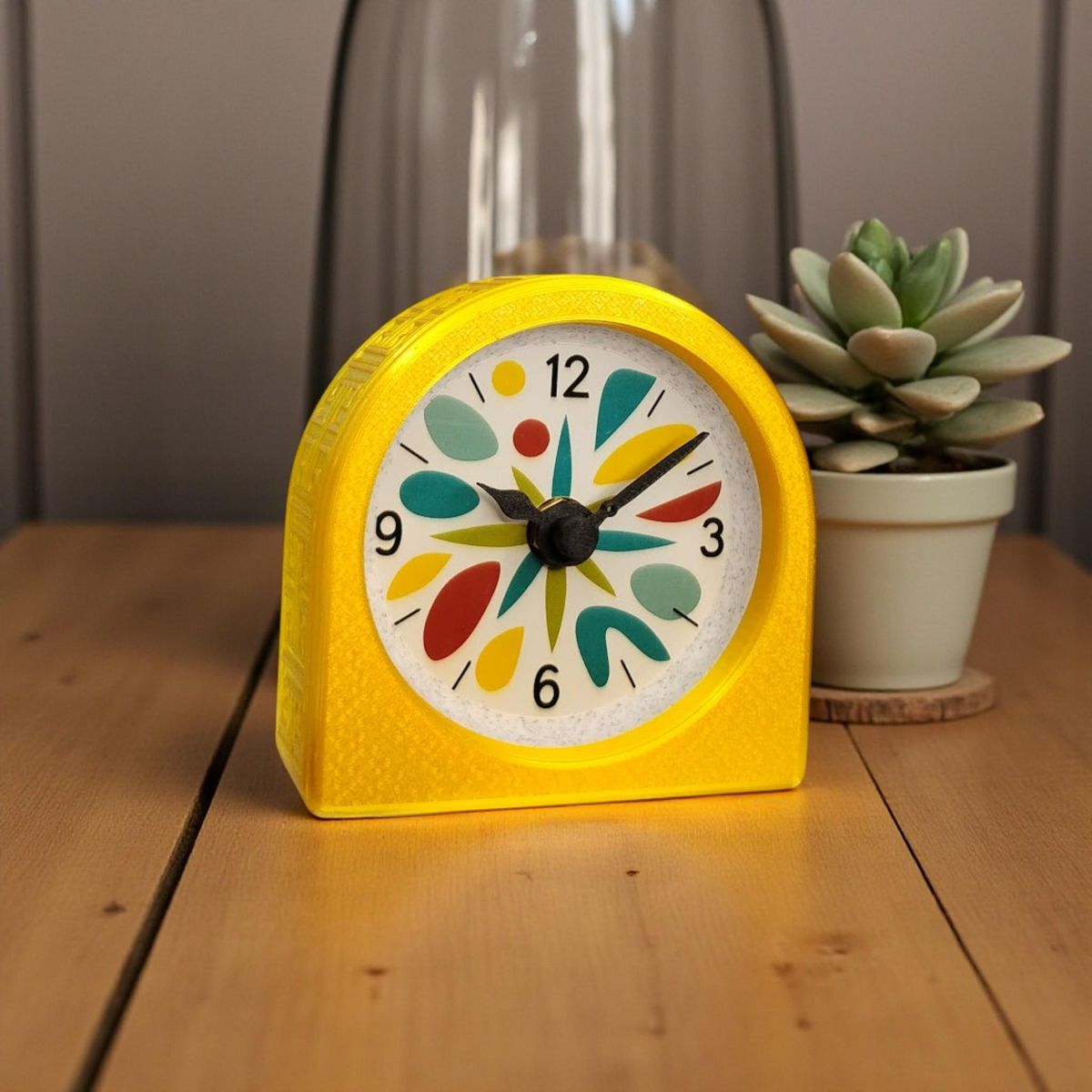 Yellow Mid-Century Modern Clock — view 5