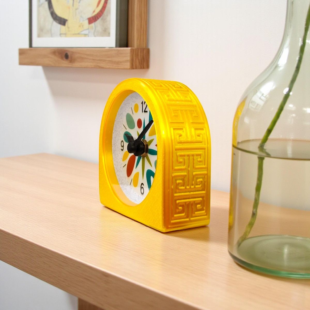 Yellow Mid-Century Modern Clock — view 6