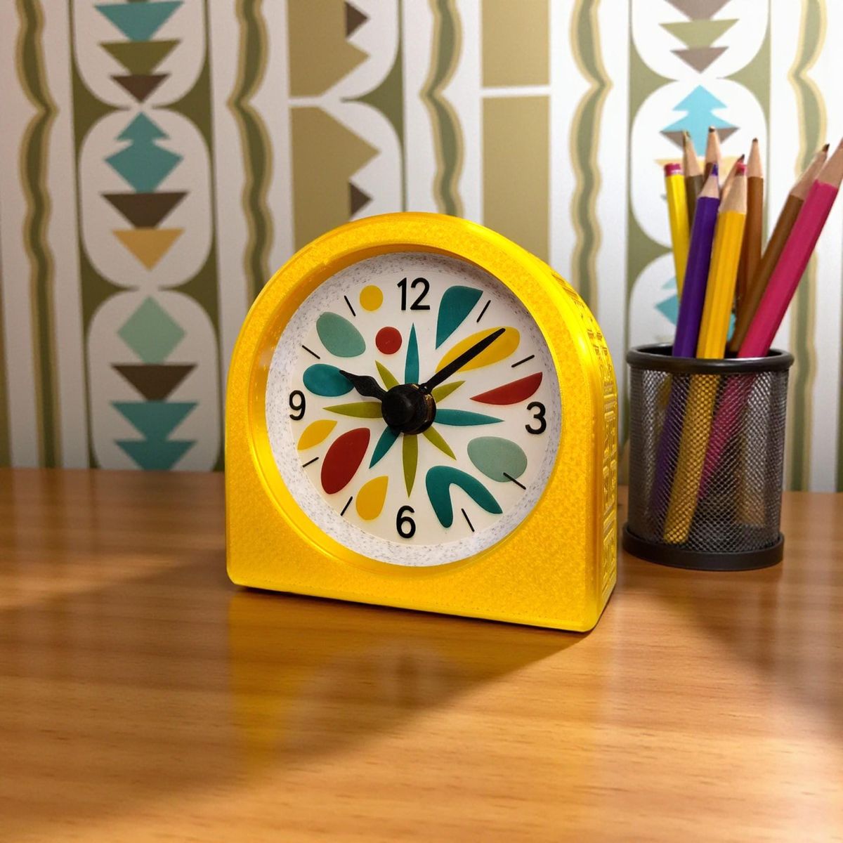 Yellow Mid-Century Modern Clock — view 7