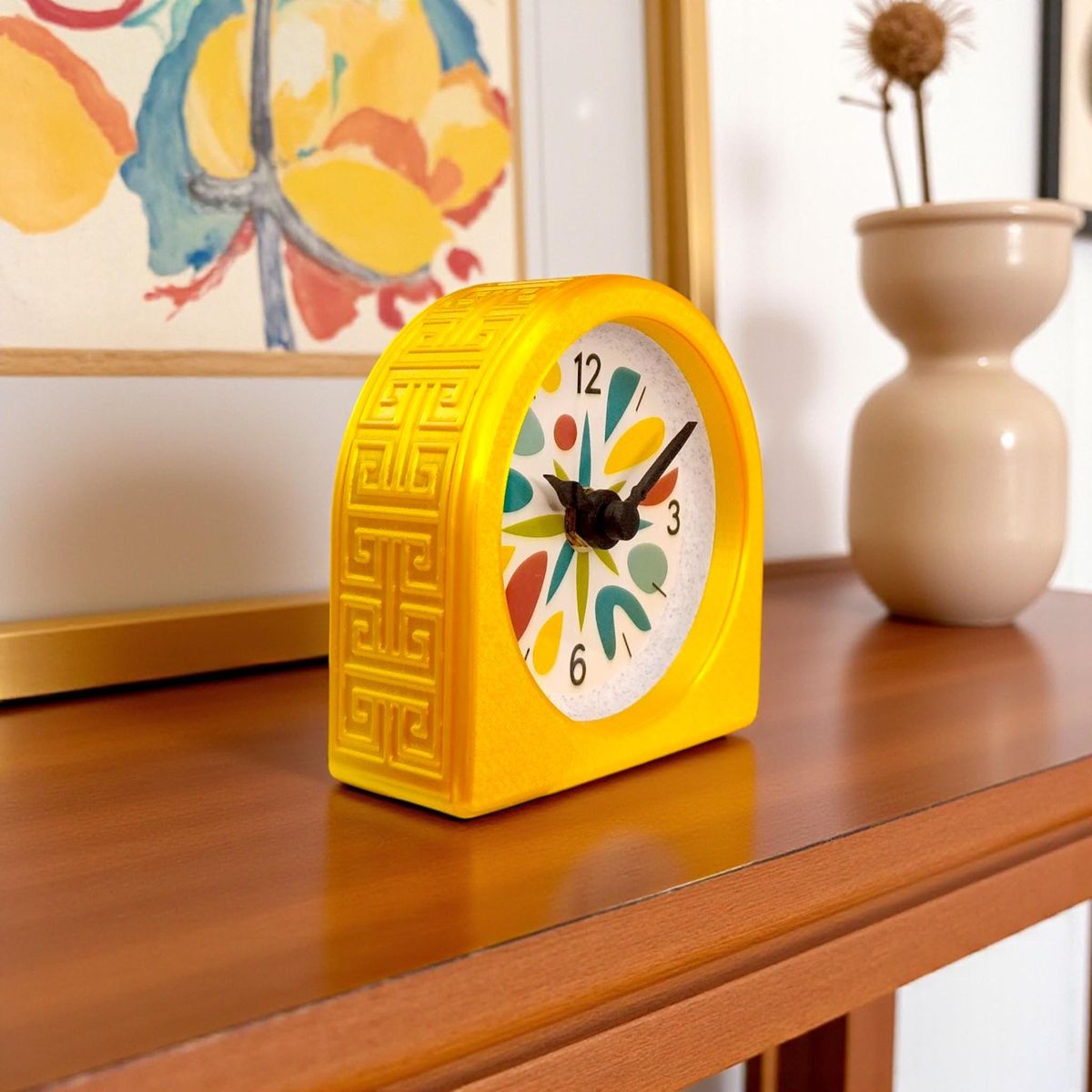 Yellow Mid-Century Modern Clock — view 8