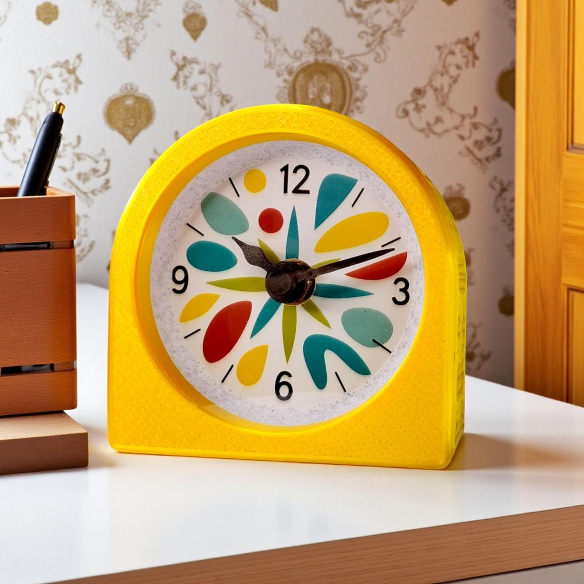 Yellow Mid-Century Modern Clock — view 9