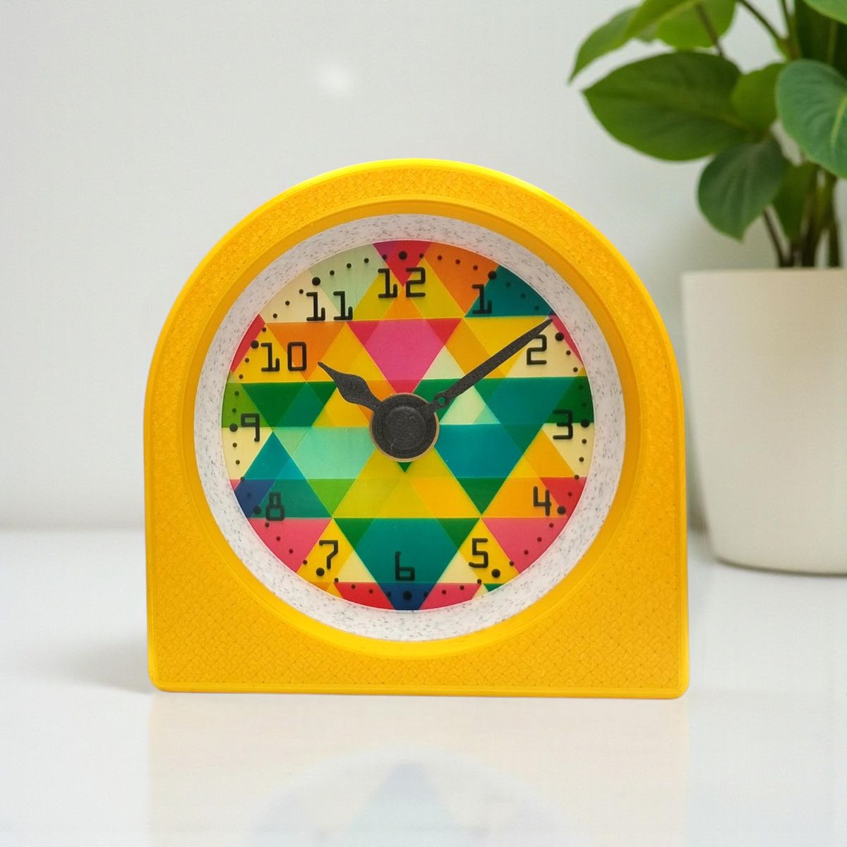 Yellow Rainbow Geometric Clock